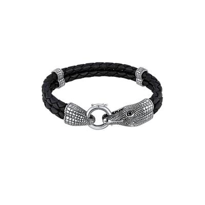 KUZZOI - Herren Lederarmband Krokodil 925 Sterling Silber Herrenschmuck