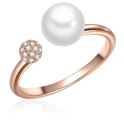 Valero Pearls - Ring Sterling Silber Zirkonia Süßwasser-Zuchtperle in Roségold Ringe 1 ct Damen Image