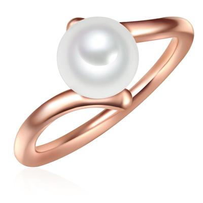 Valero Pearls Ring Sterling Silber Süßwasser-Zuchtperle in Roségold 58 Weiss Damen Image