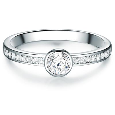 Trilani - Ring Sterling Silber Zirkonia in Silber Ringe 1 ct Damen