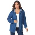 Plus Size Women's Cotton Complete Zip-Up Hoodie by Roaman's in Medium Wash (Size 24 W) Denim Jacket