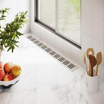 Ms Beschläge - Aluminium Lüftungsgitter 60mm x 200mm Stegblech Lüftung Heizungsdeckel Weiß ral 9010 Image