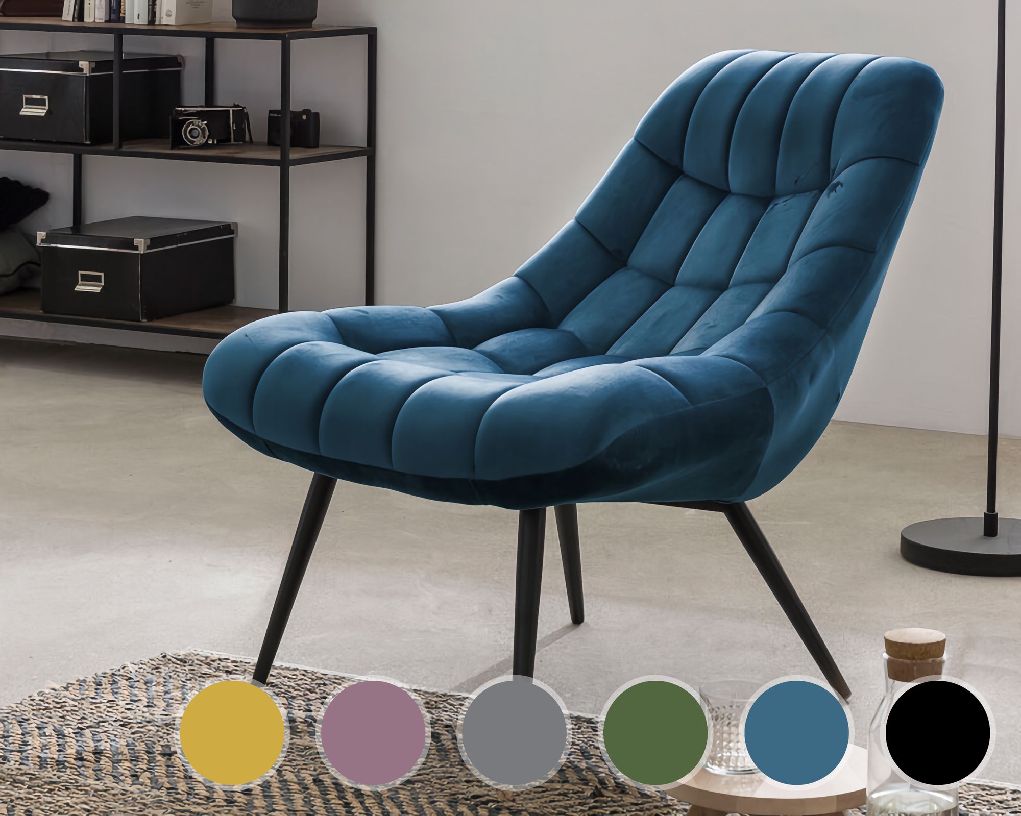 SalesFever »Chicago« Sessel XXL in Samt Metallbeine schwarz / grau