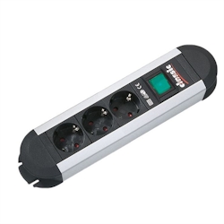 BACHMANN PRIMO Steckdosenleiste 3x Schutzkontakt, Aluminium, mit Schalter, 1,75 m Image
