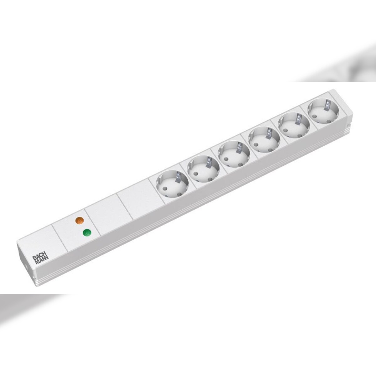 Bachmann 19"-Steckdosenleiste ALU 1HE ÜSS, 6-fach 35°, grau, 2,0m, ohne Schalter Image