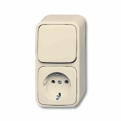 Busch-Jaeger DURO 2000 AP Kombination Steckd/Schalt, Wechselschalter, Aufputz, weiß, IP20, glänzend Image