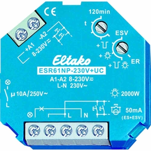 Eltako Installationsrelais, 3,1TE, teilelektronisch, Unterputz, 1S, 8-230V/AC/DC, 10A, 230V, AC Image
