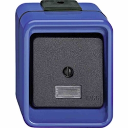 Merten SCHLAGFEST Wechselschalter, ohne Beleuchtung, blau, matt, Aufputz, IP66, 1f Image