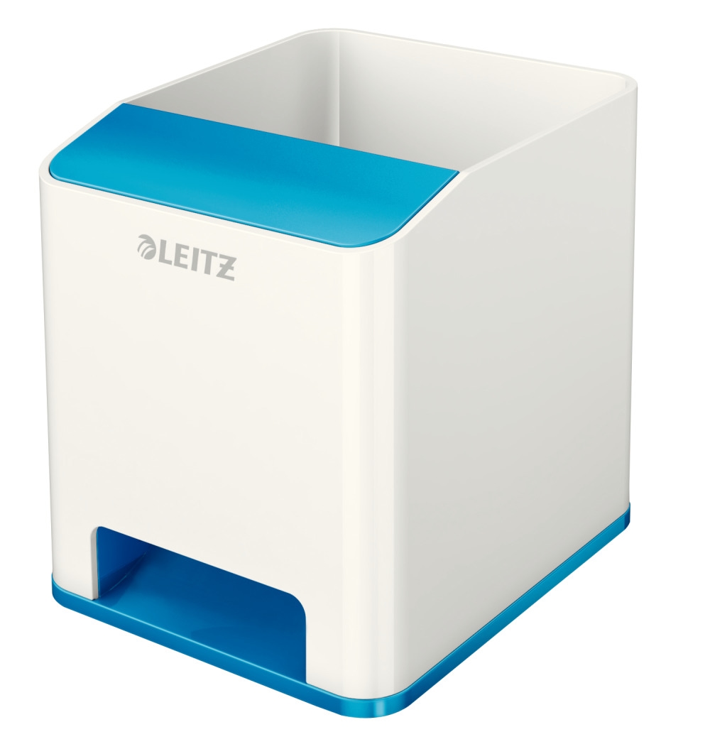 Leitz WOW Sound Stiftehalter Duo Colour Weiß, Blau 9 x 10 x 10,1 cm Image