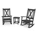 POLYWOOD® Braxton 3-Piece Porch Rocking Outdoor Chair Set Plastic in Black | Wayfair PWS473-1-BL