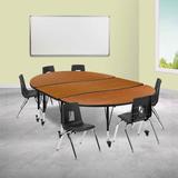 Flash Furniture Goddard 76" Oval Wave Flexible Laminate Activity Table Set w/ 14" Student Stack Chairs Metal | 25 H in | Wayfair