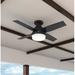 Hunter Fan 44" Dempsey 4 - Blade Outdoor Flush Mount Ceiling Fan w/ Light Kit Included in Black | Wayfair 50400