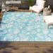 Blue 94 x 0.09 in Indoor/Outdoor Area Rug - Beachcrest Home™ Electra Animal Print Flatweave Aqua Area Rug, Polypropylene | 94 W x 0.09 D in | Wayfair