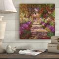 Ophelia & Co. 'A Pathway in Monets Garden' by Claude Monet - Painting Print on Canvas in Black | 35 H x 35 W x 2 D in | Wayfair