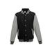 Just Hoods By AWDis JHA043 Men's 80/20 Heavyweight Letterman Jacket in Jet Black/Heather Grey size Medium | Ringspun Cotton