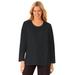 Plus Size Women's Satin trim sleep tee by Dreams & Co® in Black (Size 2X) Pajama Top