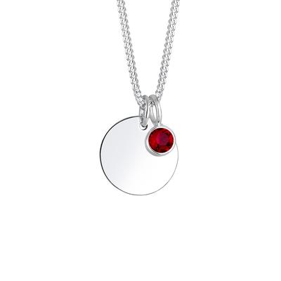 Elli Plättchen Geburtsstein Kristalle 925 Silber Rot Damen Image