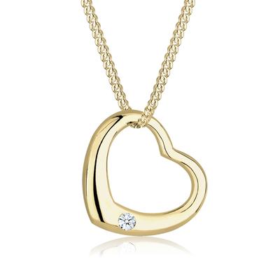 Elli DIAMONDS - Herz Love Diamant (0.03 ct.) 375 Gelbgold Ketten 1 ct Damen