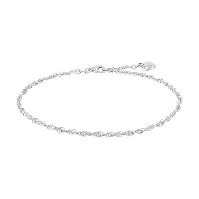 amor - Fußkette für Damen, 925 Sterling Silber | Herz Ketten 1 ct Weiss