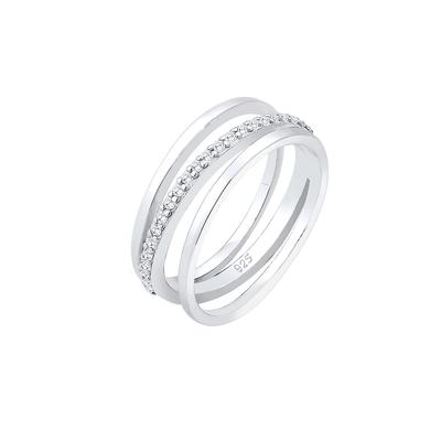 Elli PREMIUM - Wickelring Band Kreuz Zirkonia Modisch 925 Silber Ringe 1 ct Damen