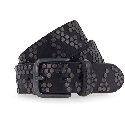 b.belt - Nietengürtel Leder Gürtel 1 ct Schwarz Damen