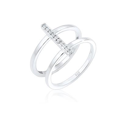 Elli - Doppelring Geo Kristalle 925er Silber Ringe 1 ct Damen