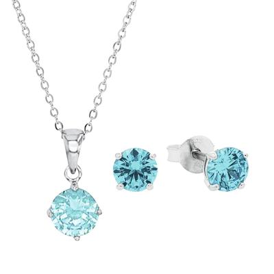 amor - Set für Damen, 925 Sterling Silber, Zirkonia synth. Ketten 1 ct Weiss