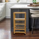 Latitude Run® Arroya 32.5" H x 15.75" W x 8.75" D Kitchen Bar Cart Wood in Brown/White | 32.5 H x 15.75 W x 8.75 D in | Wayfair