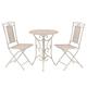 Goliraya 3 Piece Bistro Set Bar Set Outdoor Dining Table and Chair Vintage with Lace Design Steel Greyish White