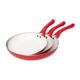 Jean-Patrique Bio Supreme Non-Stick Frying Pans Set 3 Piece (Red) - Ceramic Nonstick Frying Pan Induction Compatible, Non Stick Frying Pan Set