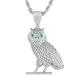 PY BLING Full Iced Out Owl Pendant 18K Gold/White Gold Plated Hip Hop Fashion Simulated Diamond CZ Pendant with Stainless Steel Rope Chain Necklace for Men Women, Metal