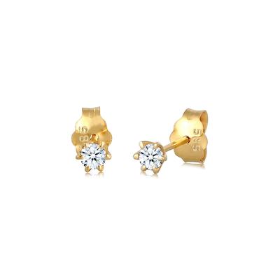 Elli DIAMONDS - Elegant Klassisch Diamant (0.12 ct.) 585 Gelbgold Ohrringe Damen