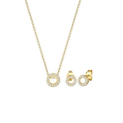 Elli DIAMONDS Kette Ohrstecker Diamant(0.215 ct.)375 Gelbgold golfarben Damen