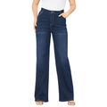 Plus Size Women's Invisible Stretch® Contour Wide-Leg Jean by Denim 24/7 in Dark Wash (Size 30 W) Soft Comfortable