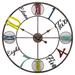 Lark Manor™ Alah Oversized 26.8" Wall Clock Metal in Blue/Red/Yellow | 26.8 H x 26.8 W x 1.8 D in | Wayfair 57C8501C6DCE433690164E408CC95BF1