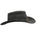 WALKER AND HAWKES - Leather Cowhide Outback Explorer Antique Hat - Black - Medium (58cm)