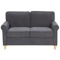 Velvet 2 Seater Sofa Dark Grey Upholstery Pocket Spring Seat Ronneby