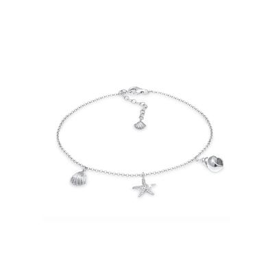 Elli - Elli Fußschmuck Muschel Seestern Anhänger Strand 925 Silber Fußketten 1 ct Damen