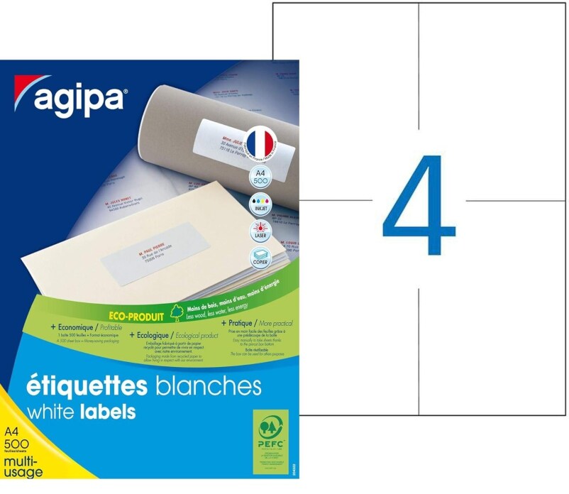 agipa Adress-Etiketten, 105 x 148,5 mm, weiß Image