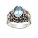 Highland Lake,'Gold Accented Blue Topaz Cocktail Ring'