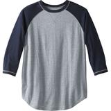 Men's Big & Tall Crewneck Raglan Tee by Liberty Blues® in Heather Grey (Size 4XL)