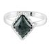 Dark Green Diamond,'Sterling Silver Ring with a Very Dark Green Jade Diamond'