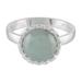 Ice Green Moon,'Sterling Silver Ring with a Pale Ice Green Jade Circle'