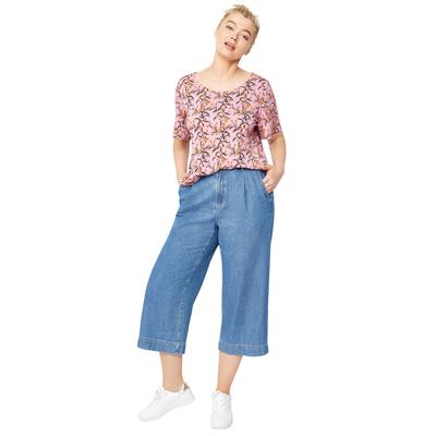 Plus Size Women's Wide-Leg Crop Jeans by ellos in Medium Stonewash (Size 14)