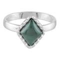 Princess Green Diamond,'Sterling Silver Ring with a Princess Green Jade Diamond'