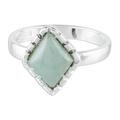 Ice Green Diamond,'Sterling Silver Ring with an Ice Green Jade Diamond'