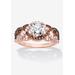 Women's Rose Gold-Plated Silver Ring Cubic Zirconia by PalmBeach Jewelry in Rose (Size 8)