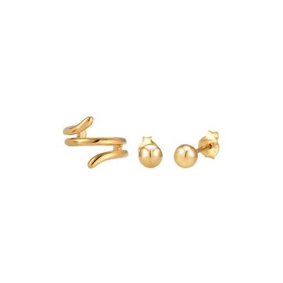 Elli - Set Stecker Earcuff Geo Basic Minimal 925 Silber Ohrringe 1 ct Damen