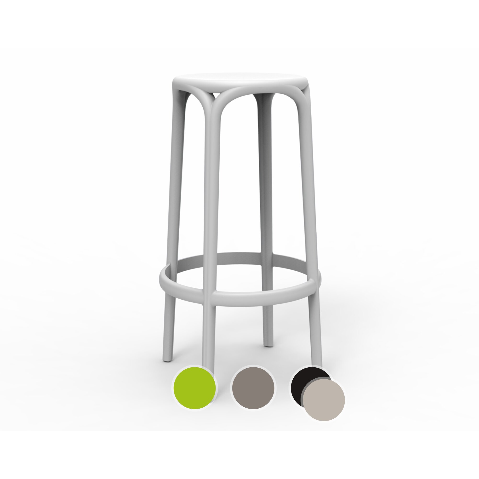 Vondom »BROOKLYN« Outdoor Barstuhl 76cm / Lackiert Hochglanz / Anthracite