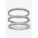 Women's 3-Piece Platinum-Plated Stackable Ring with Diamond Accent by PalmBeach Jewelry in White (Size 6)